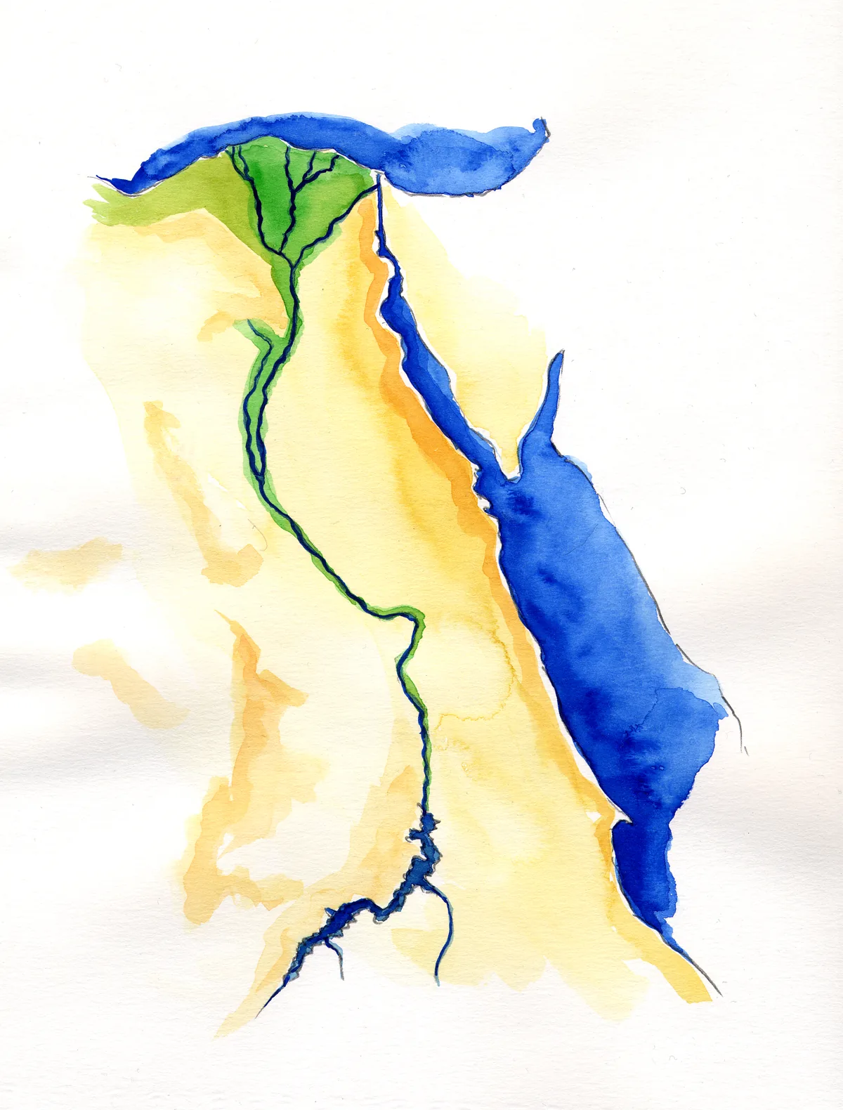 Aquarelle du Nil, du Delta à la Nubie, réalisée pour Visite Égypte