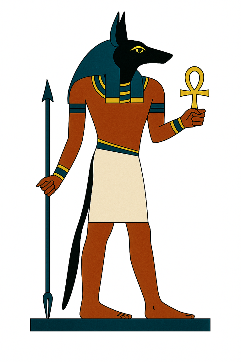 Anubis en pied, dieu protecteur des rites funéraires à tête de canidé