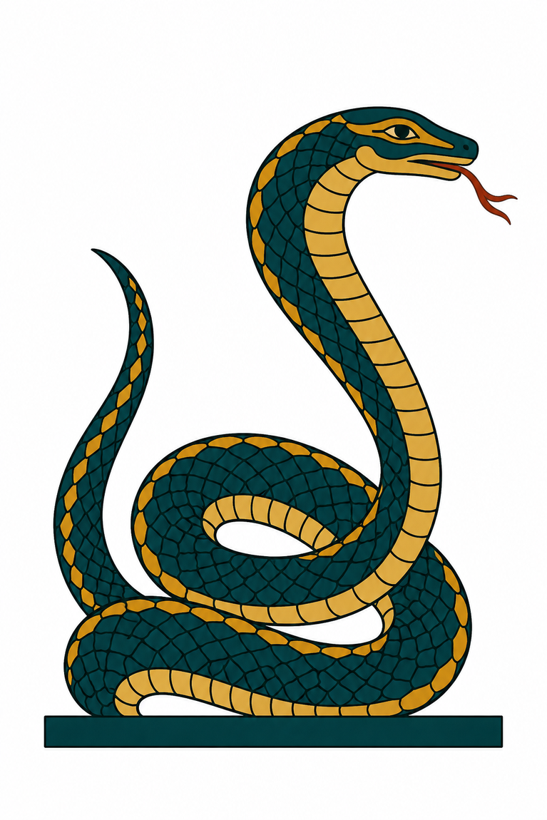 Apophis, immense serpent mythique enroulé, la tête dressée