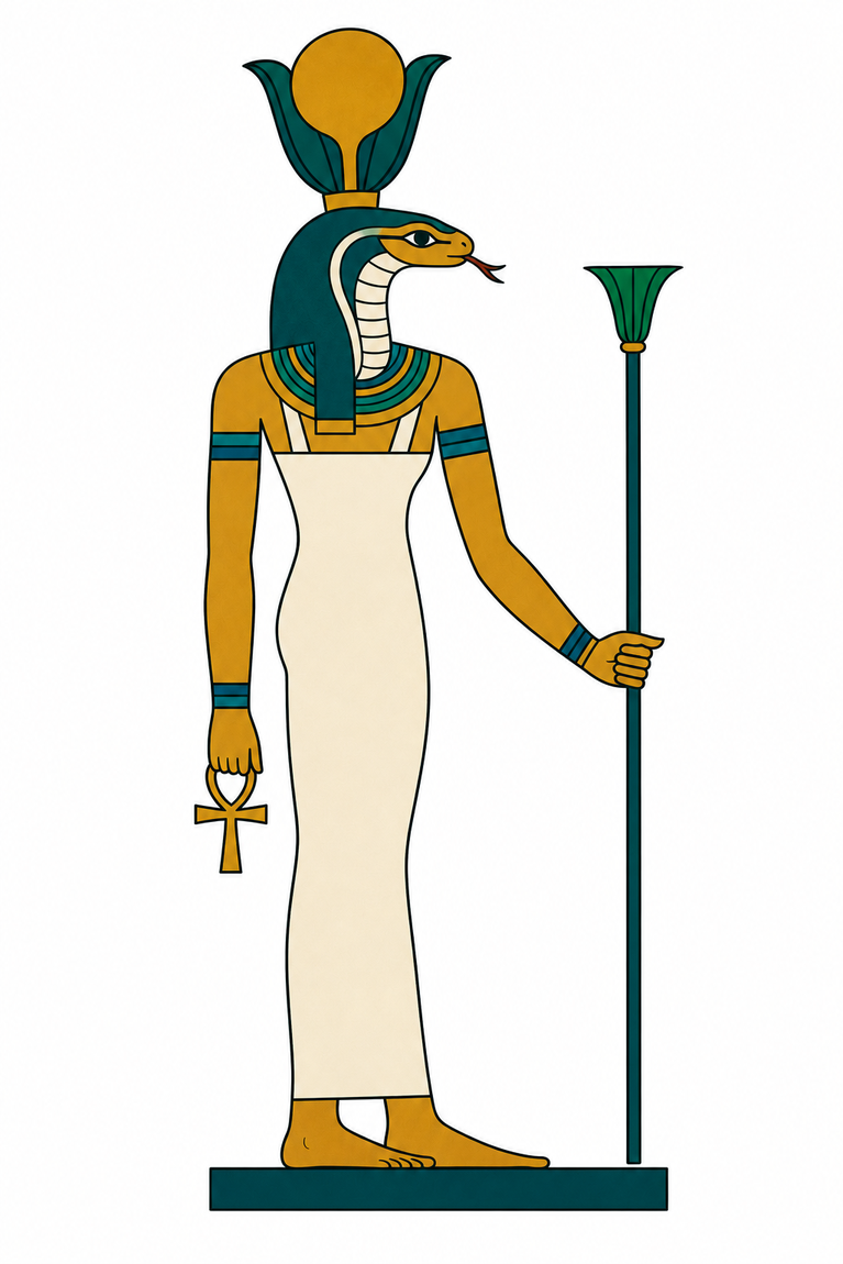 Hehet en pied, déesse à tête de serpent de l’Ogdoade