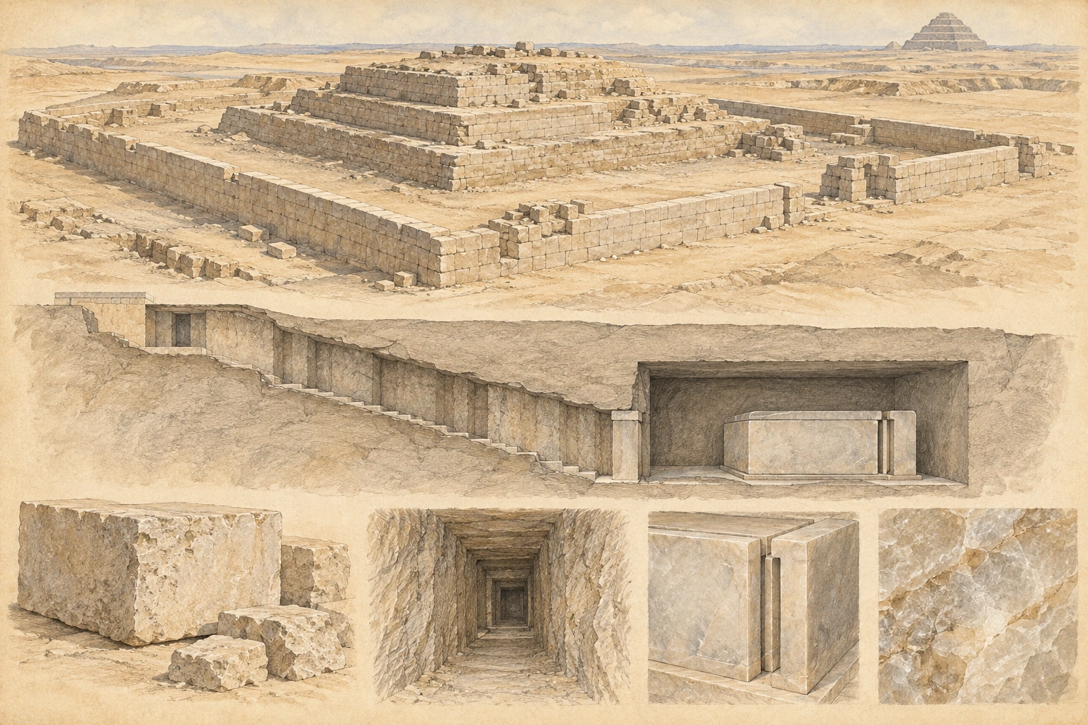 Planche interprétative consacrée à Sékhemkhet, pyramide inachevée