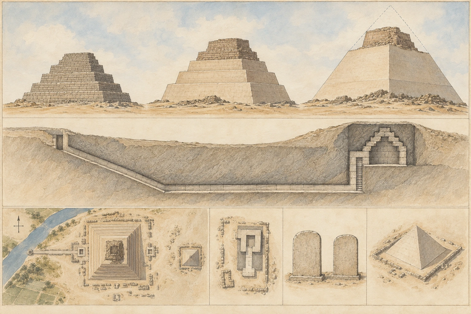 Planche interprétative consacrée à Meïdoum, pyramide de Snéfrou