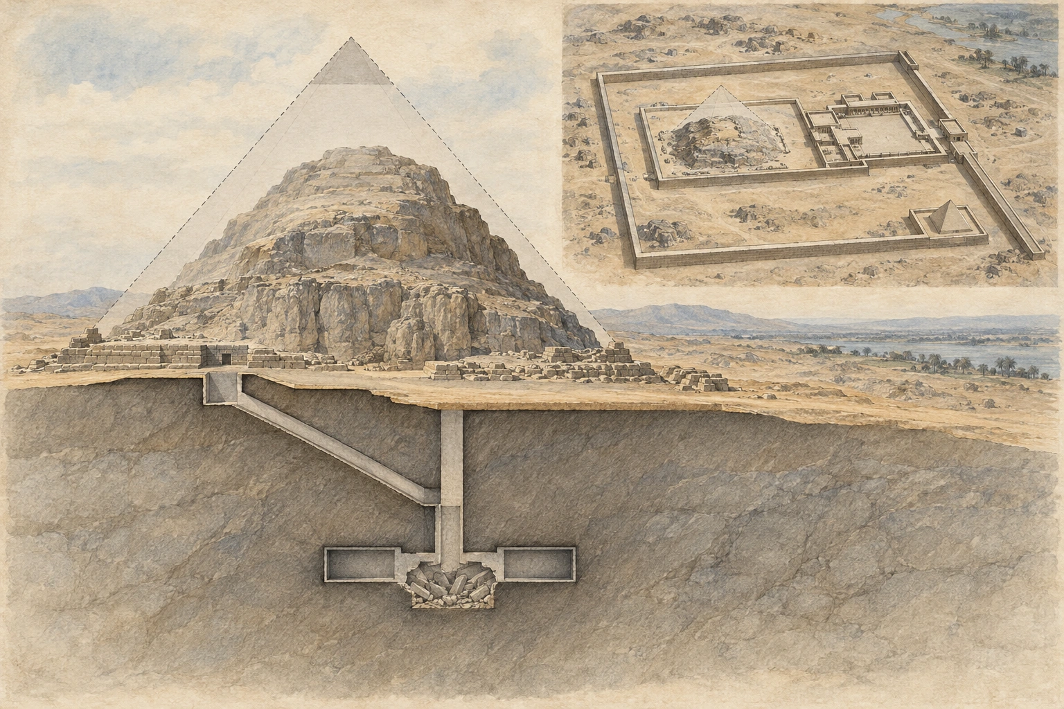 Planche interprétative consacrée à Abou Rawach, pyramide de Rêdjédef