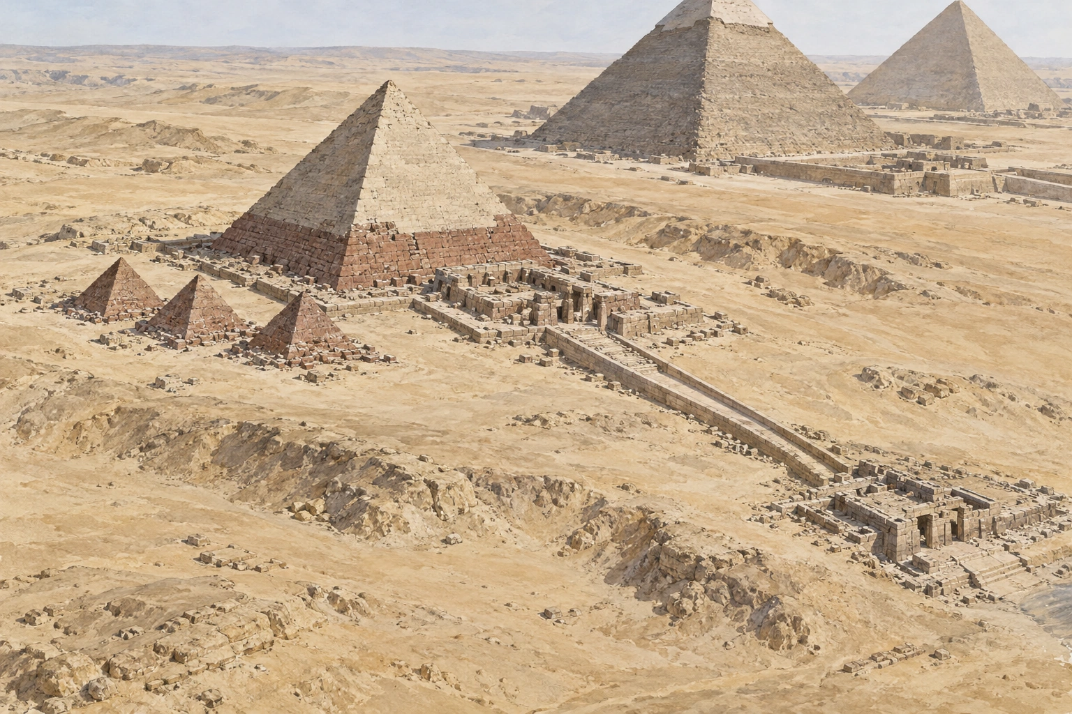 Planche interprétative consacrée à Gizeh, pyramide et temples de Mykérinos