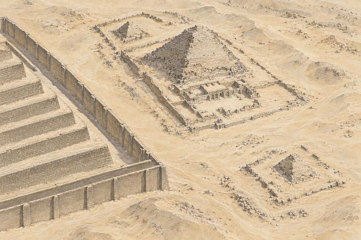 Planche interprétative consacrée à Saqqarah, pyramide d’Ouserkaf
