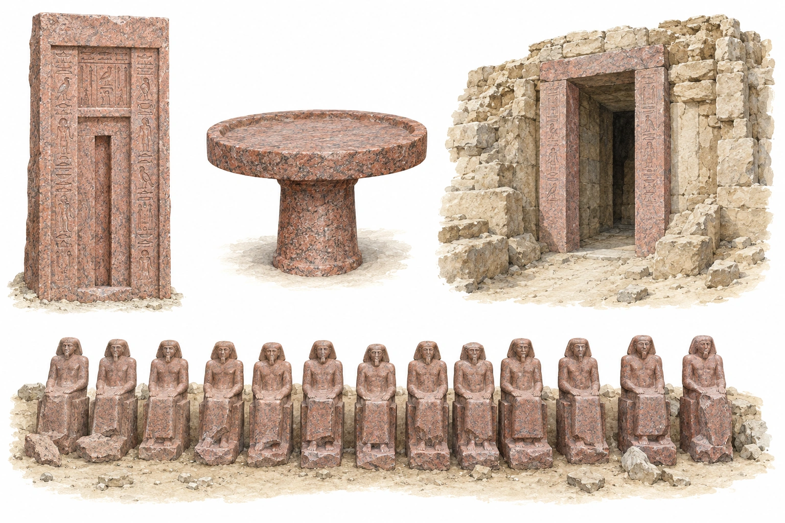 Planche interprétative consacrée à Saqqarah, tombe du prince Ouseréfrê