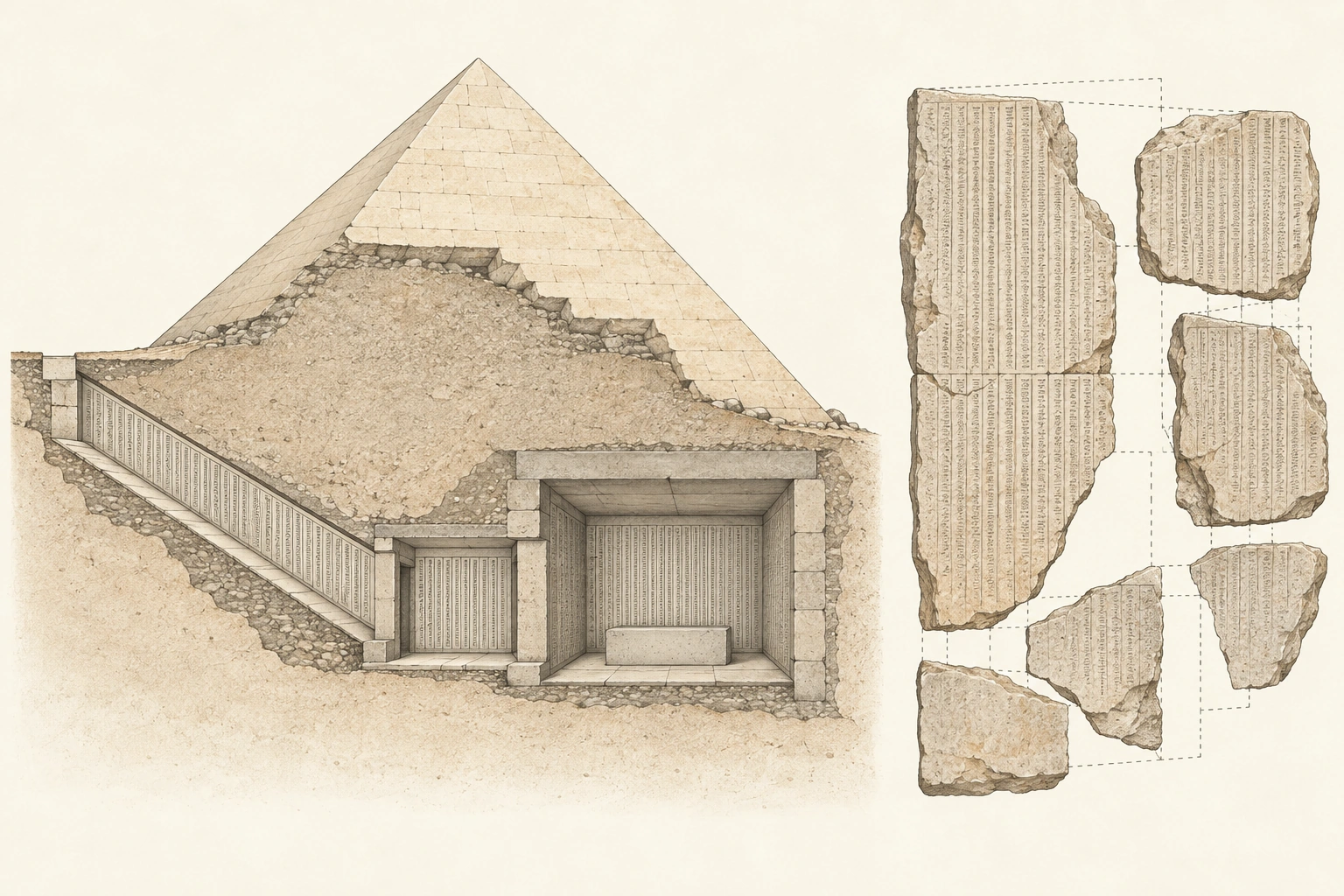 Planche interprétative consacrée à Saqqarah Sud, pyramide de Pépy II
