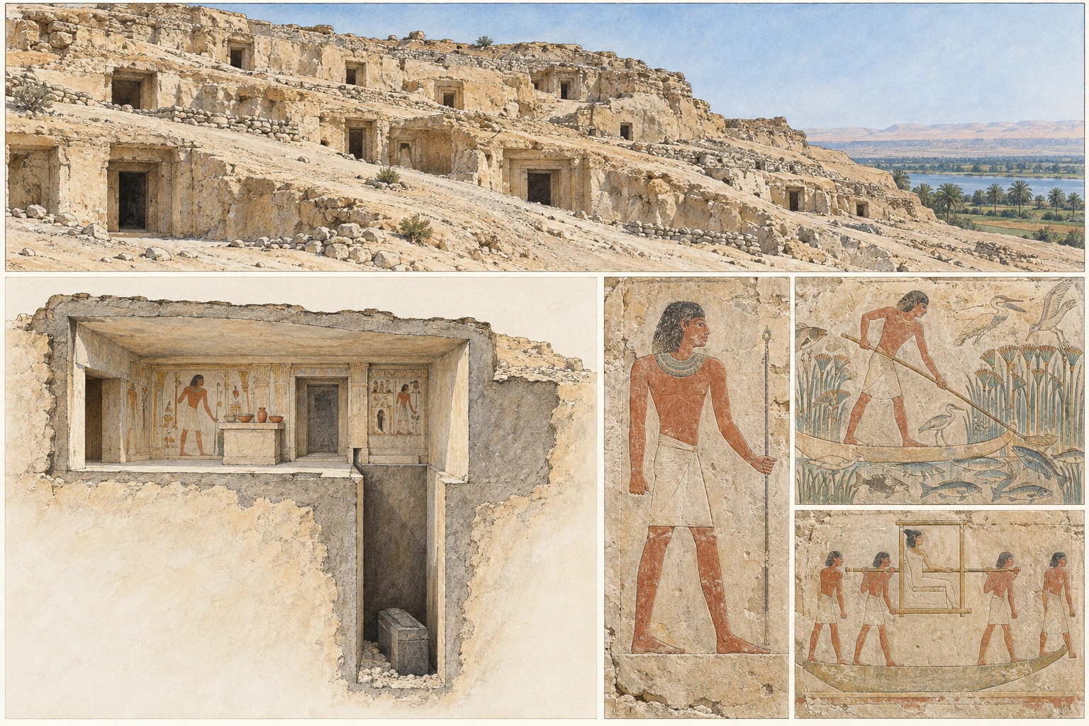 Planche interprétative consacrée à El-Hawawich, nécropole d’Akhmîm