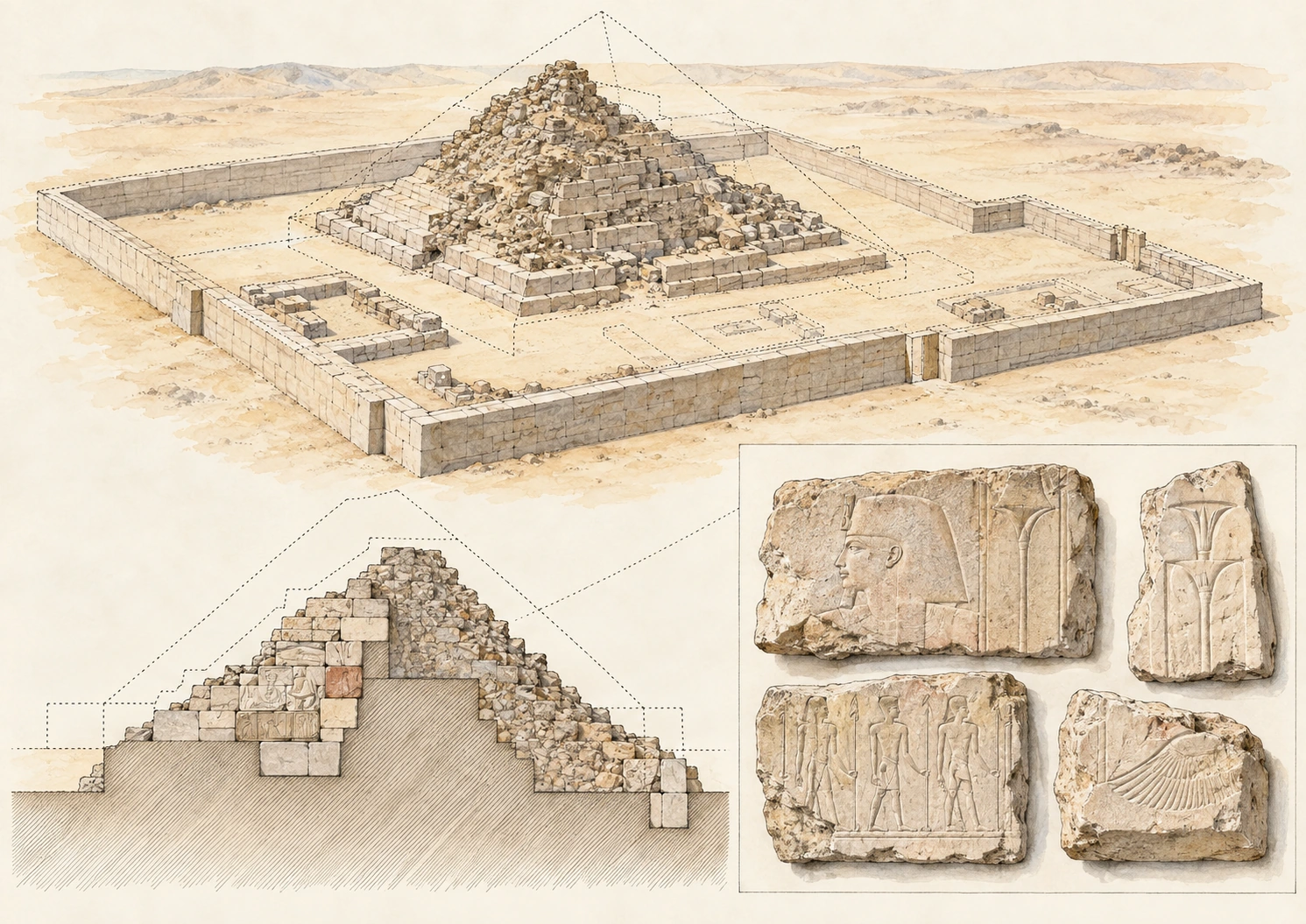 Planche interprétative consacrée à El-Licht, pyramide d’Amenemhat Ier