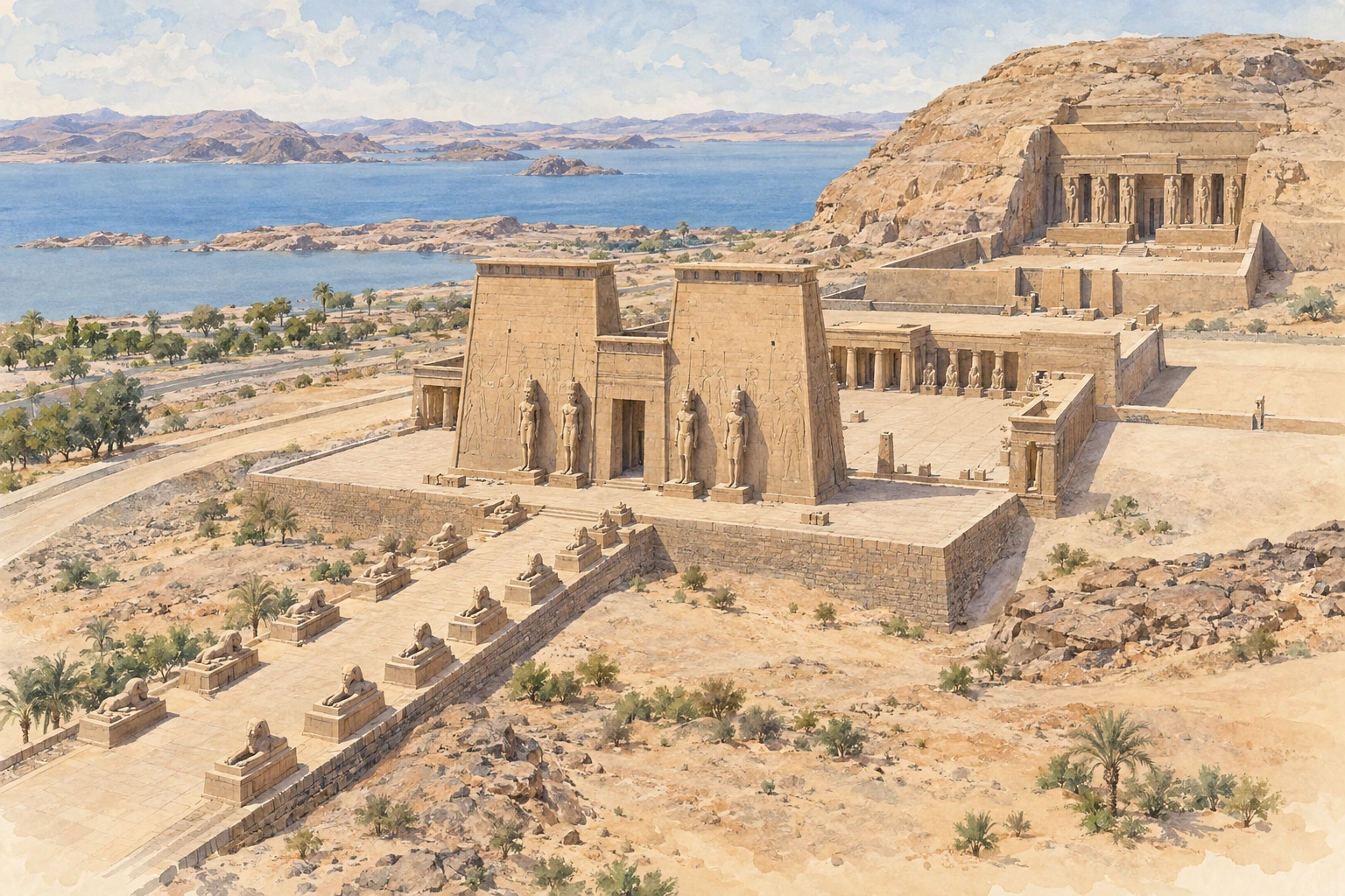 Planche interprétative consacrée à Ouadi es-Seboua, temple de Ramsès II