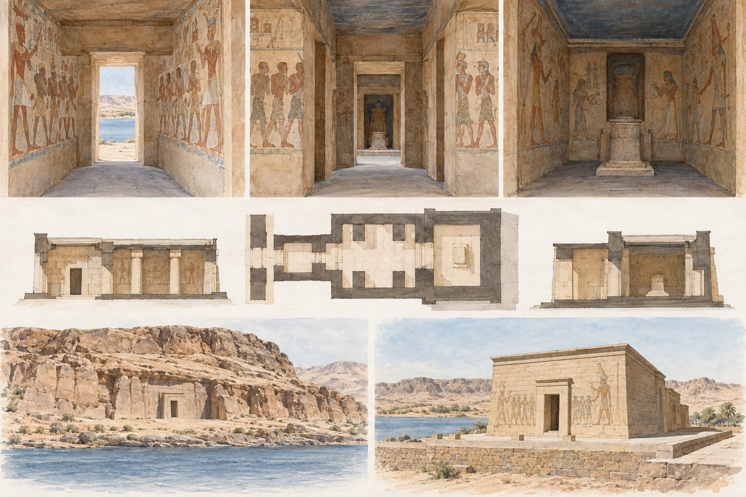 Planche interprétative consacrée à Beit el-Ouali, sanctuaire rupestre de Ramsès II