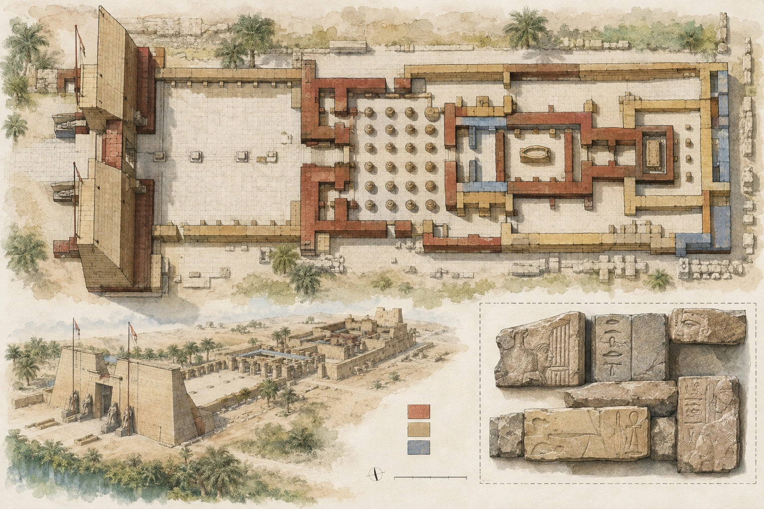 Planche interprétative consacrée à Karnak, temple de Khonsou