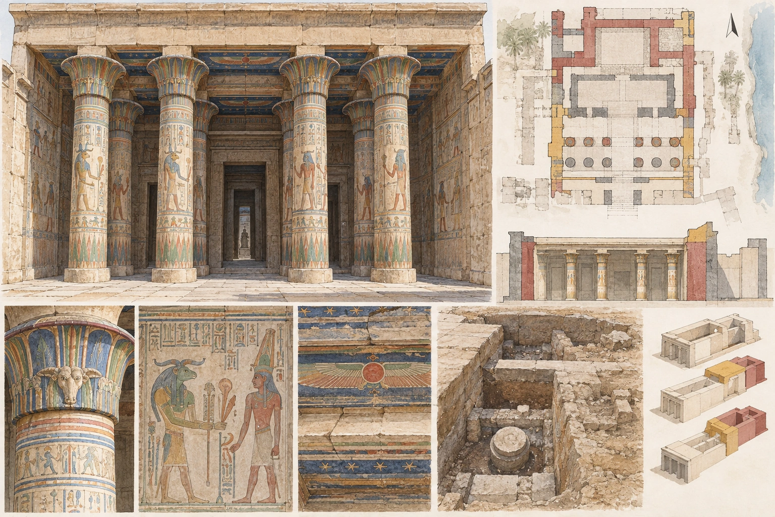 Planche interprétative consacrée à Esna, temple de Khnoum