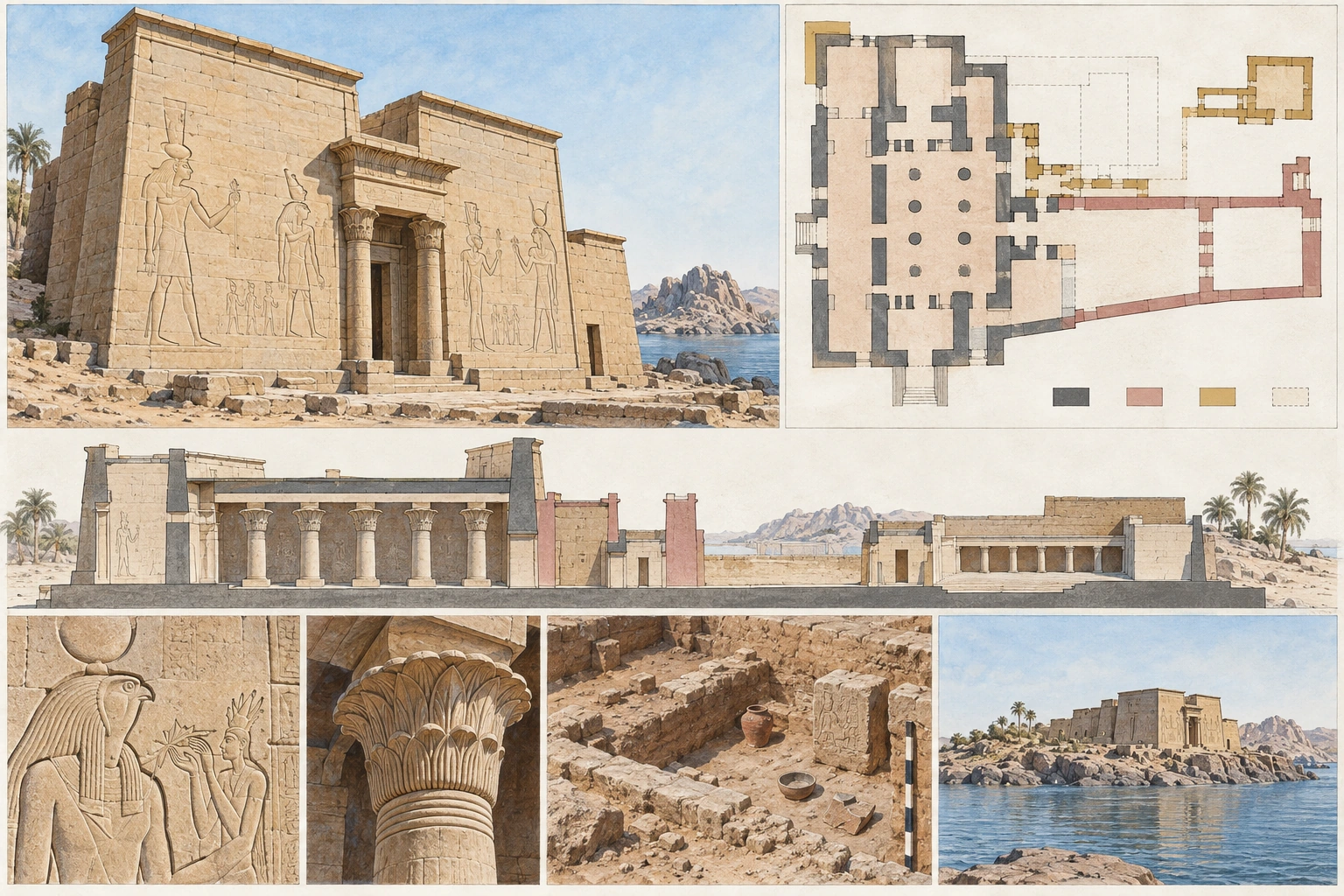 Planche interprétative consacrée à Kalabsha, temple de Mandoulis