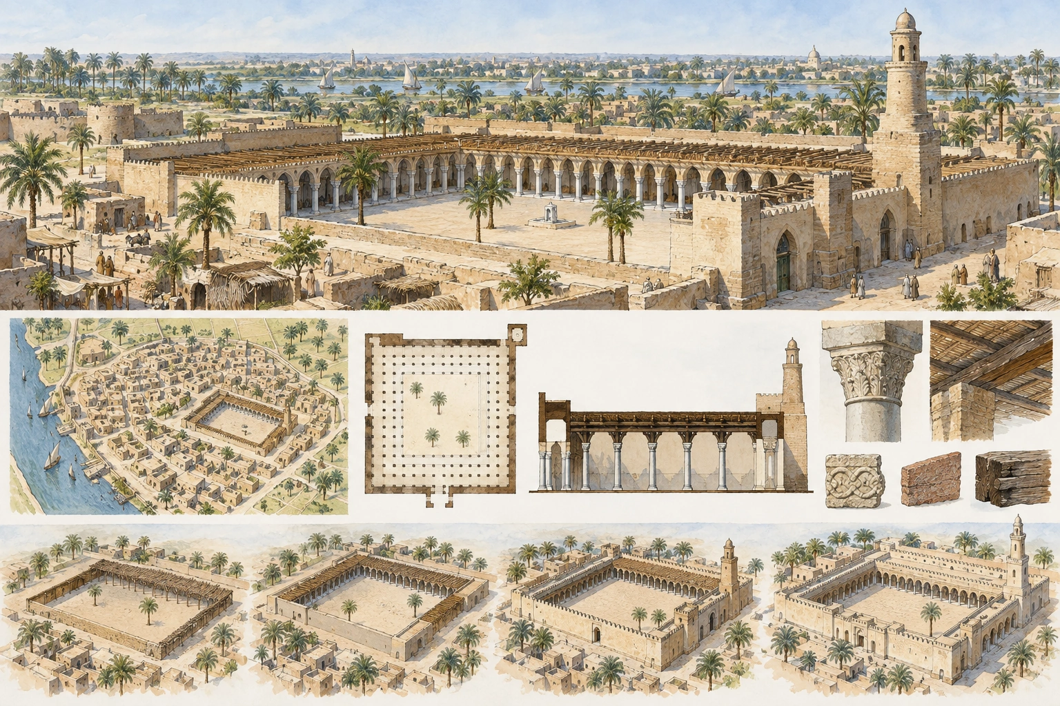 Planche interprétative consacrée à Fostat et mosquée d’Amr ibn al-As