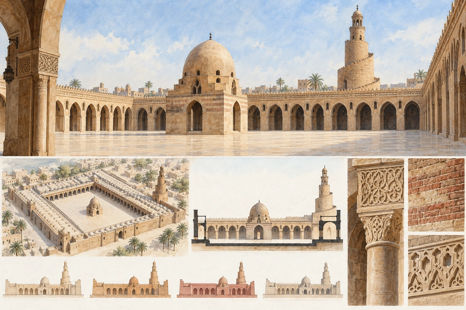 Planche interprétative consacrée à Mosquée Ibn Touloun