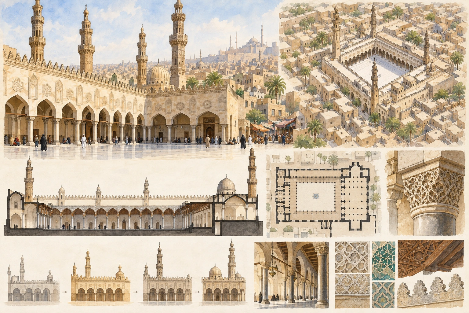 Planche interprétative consacrée à Le Caire fatimide et mosquée Al-Azhar