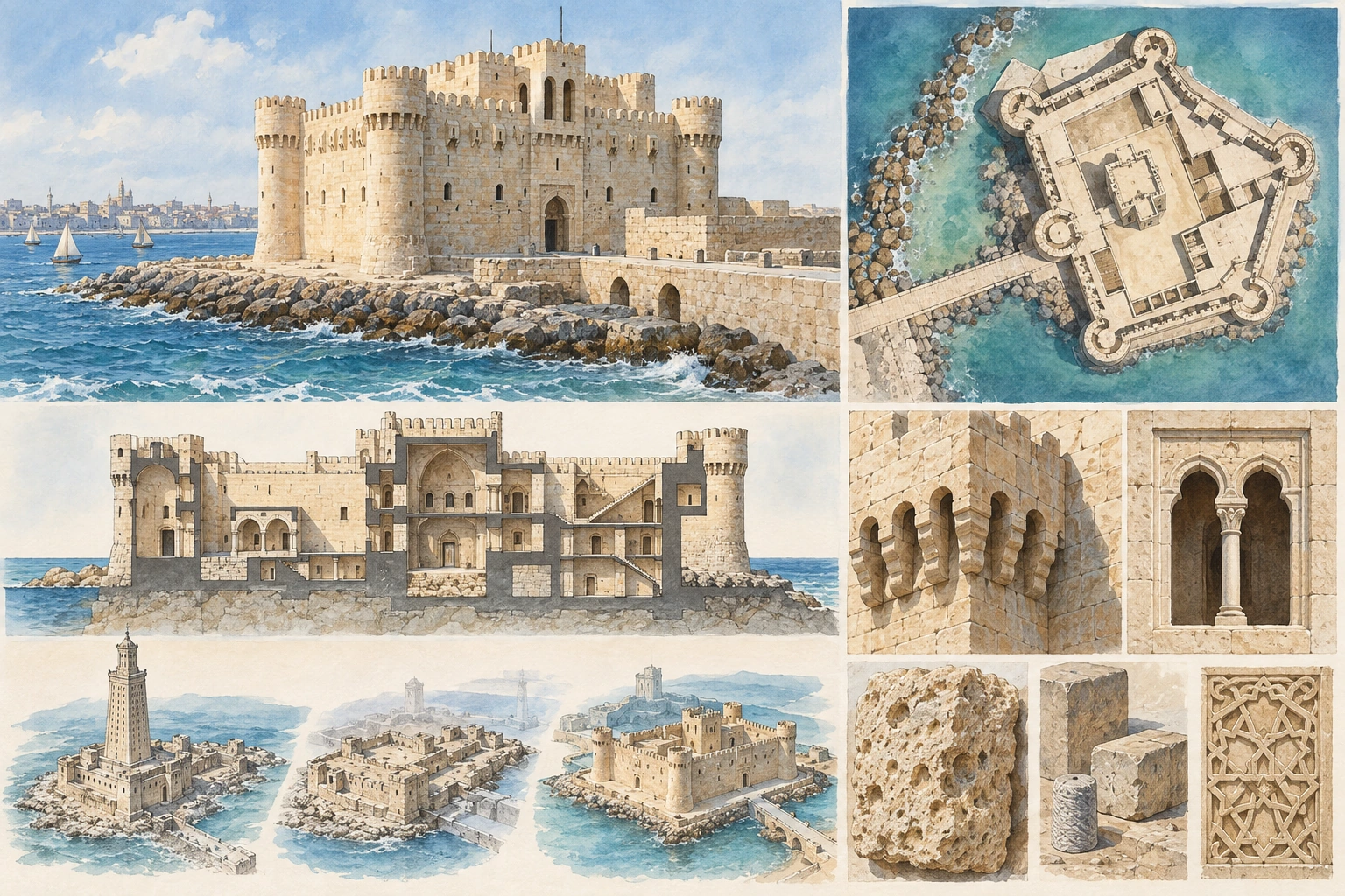 Planche interprétative consacrée à Fort de Qaitbay, sur le site du phare antique