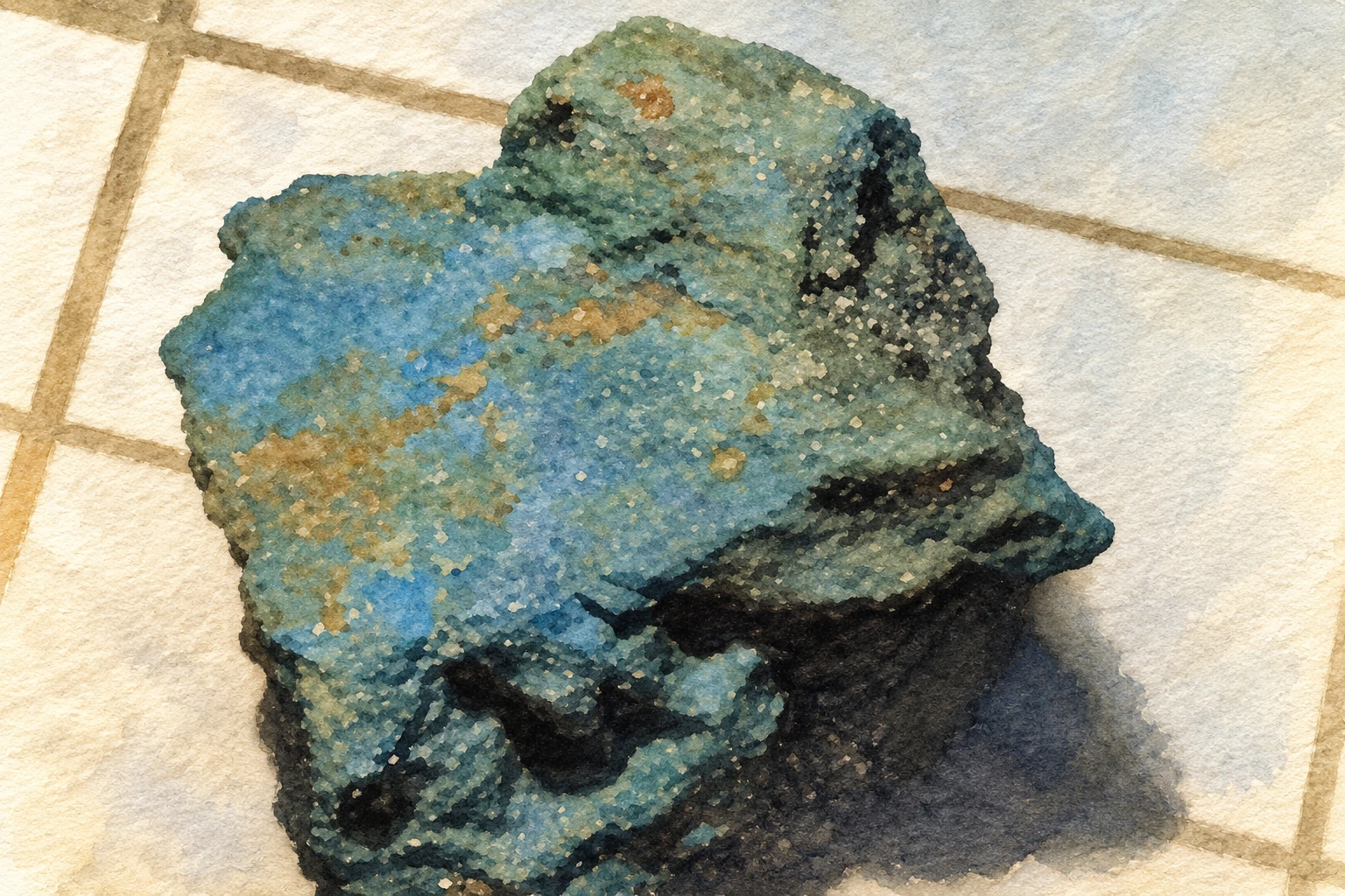 Texture d’un fragment de bleu égyptien en lumière visible. Aquarelle créée par IA.